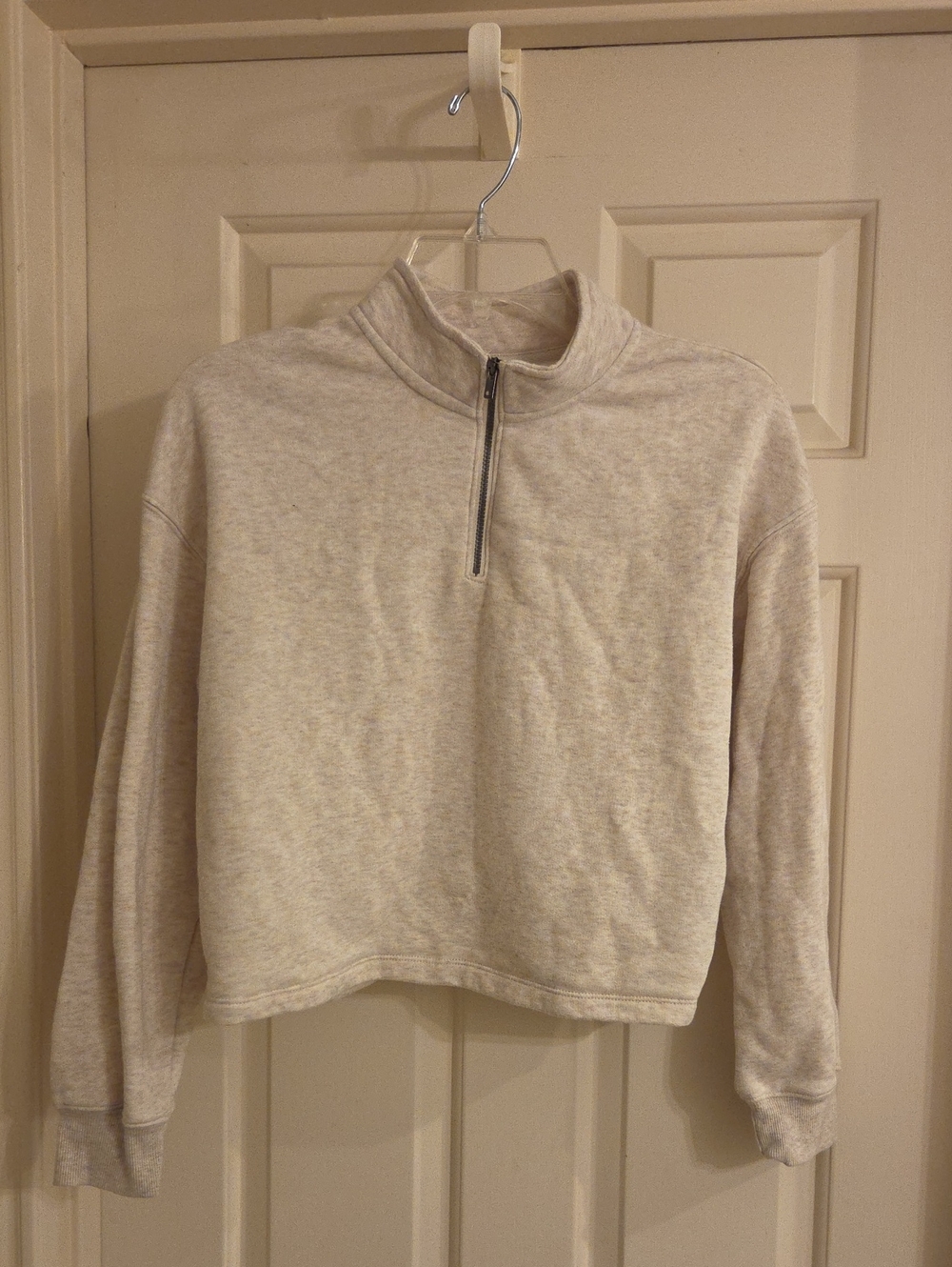 Girls Old Navy Cream Quarter-Zip Cowl Pullover Crop Fleece